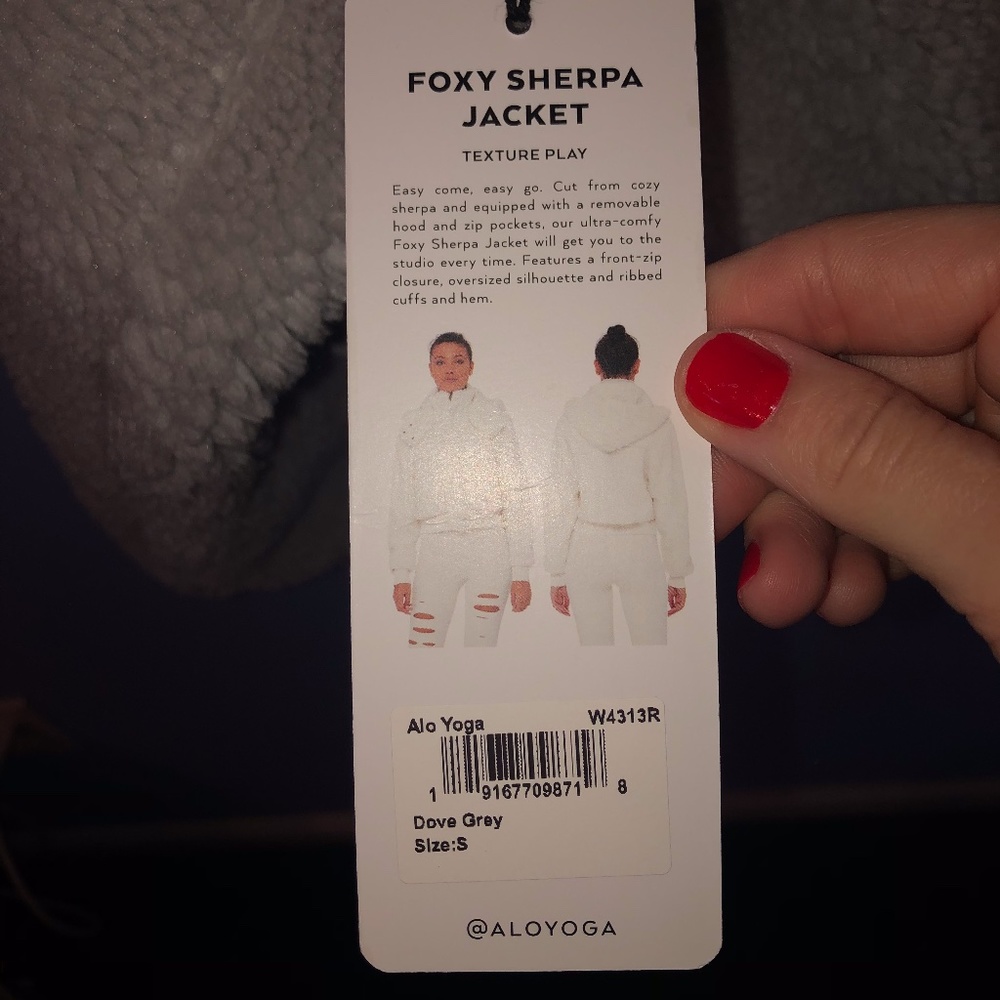 NWT Alo Yoga Foxy Sherpa Jacket Dove Grey Small
